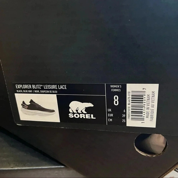Sorel Women's Explorer Blitz Leisure Lace Sneaker - Black/Blue Hint NWB 8 - Picture 10 of 10